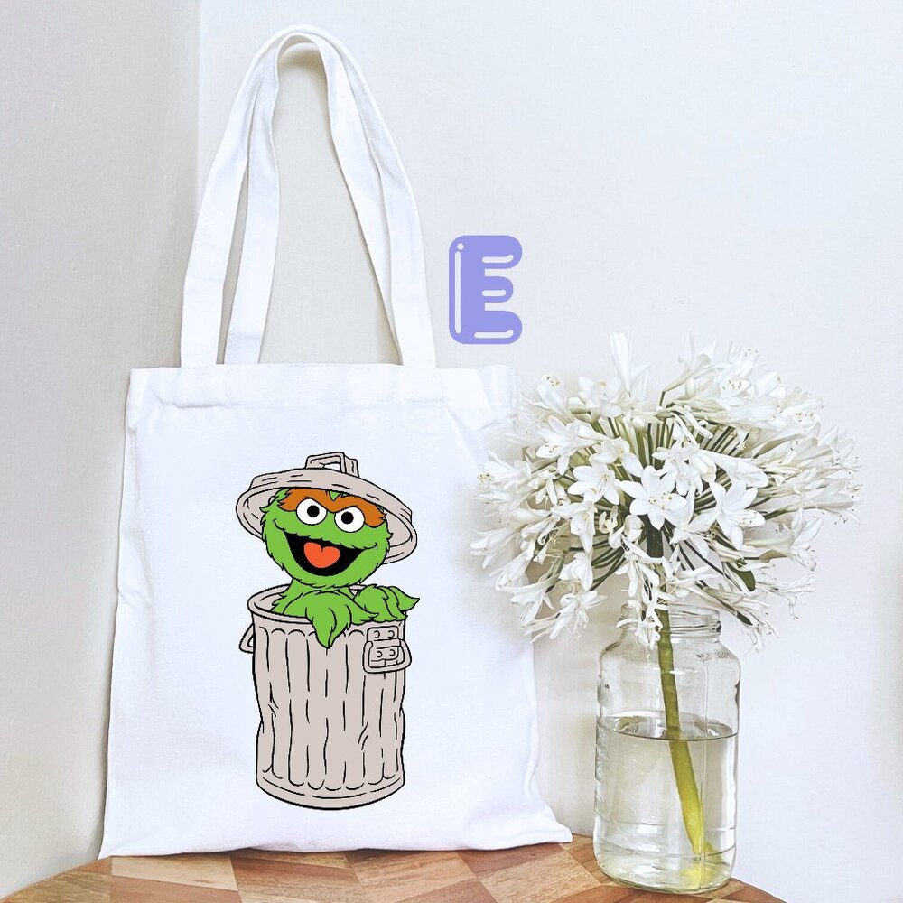 Sesame Street Oscar Reusable Tote bag, kid's books Tote bag.Grocery Shopping bag - Picture 1 of 2